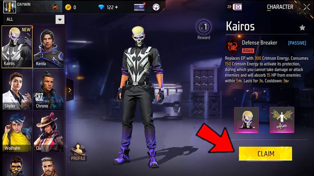 Kairos new character with special ability in Free Fire Advance Server OB50 Update